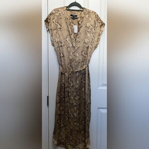 NWT Gorgeous 100% Silk Banana Republic Python Print Button Down Shirt Dress $250
